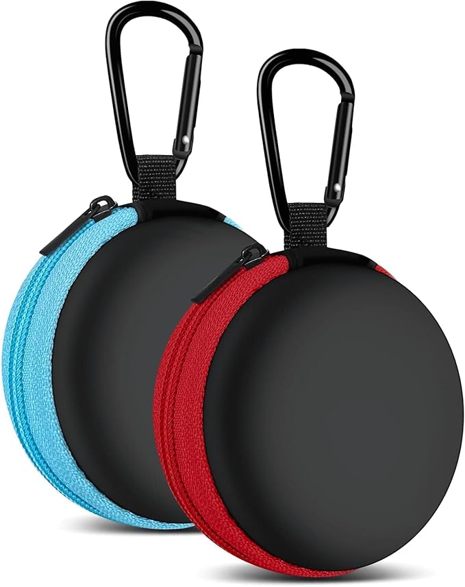 for Earphone Carry Case, 2-Pack Small Round Pocket Earbud Travel Carrying Case with Zipper for Smartphone Earphone, Wireless Headset, USB Cable, SD Cards Storage Bags, Masks and More