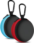 for Earphone Carry Case, 2-Pack Small Round Pocket Earbud Travel Carrying Case with Zipper for Smartphone Earphone, Wireless Headset, USB Cable, SD Cards Storage Bags, Masks and More