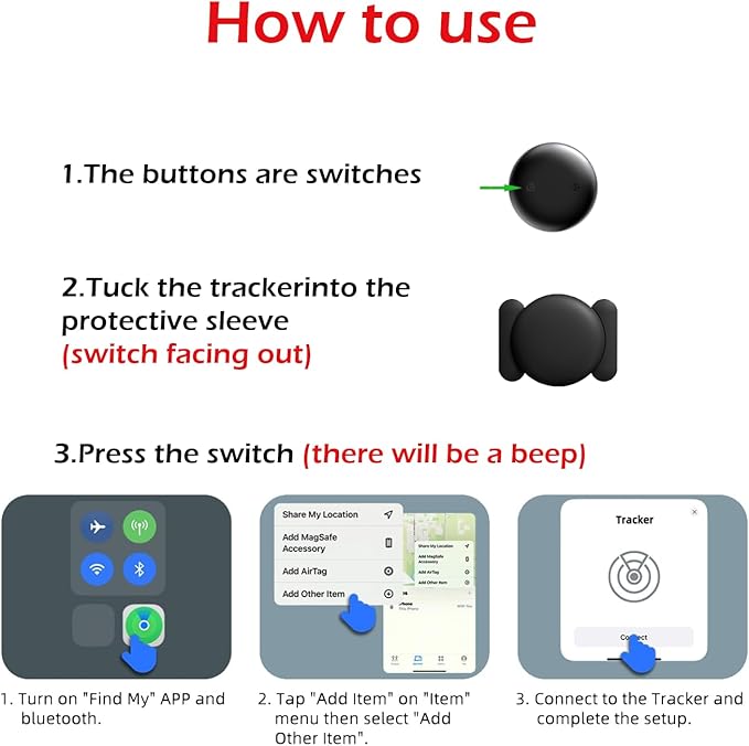 Car GPS Tracker for Vehicles, GPS Tracker Work with Find My (iOS Only), Car Vehicle Tracking Anti-Lost Locator with App for Cars, Pets (Black)