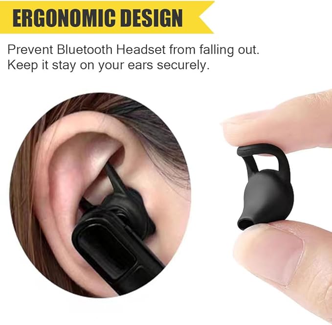 Ear Hooks Eartips Kit 360° Rotatable Adjustable Soft Silicone Anti-Slip Sports Clamp Bluetooth Headset Clips Earbuds Replacement for Newbee/Plantronics/TOORUN Black