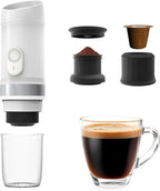 Portable Electric Espresso Machine, 3 IN 1 Self-Heating Travel Coffee Maker for Ground Coffee, NS Capsule&DG Capsule, 20 Bar Portable Coffee Maker with 9600mAh Battery for RV, Hiking, Office, Camp