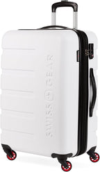 SwissGear 7366 Signature Hardside Expandable Luggage with Spinner Wheels, TSA Lock, White, Checked-Medium 23-Inch