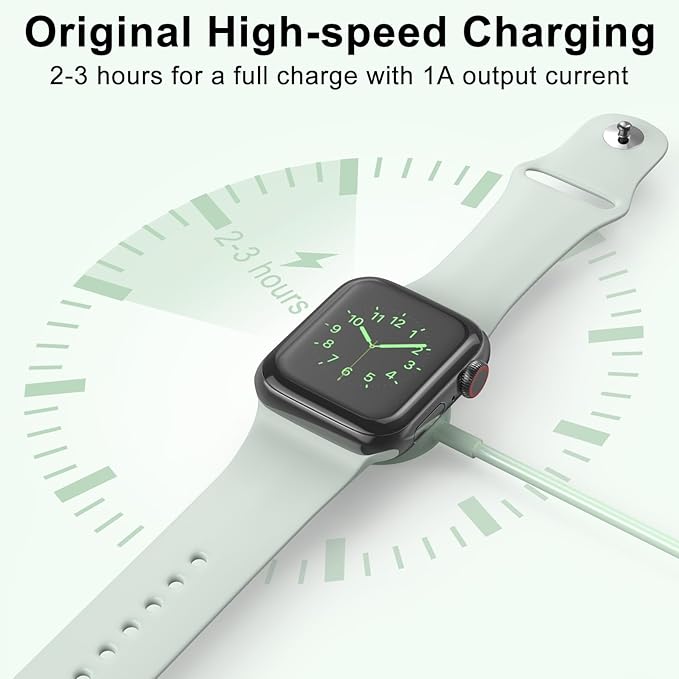 2Pack Green for Apple Watch Charger USB Magnetic Wireless Fast iWatch Charger Portable Compatible with iWatch Ultra/Series 9/8/7/6/SE/SE2/5/4/3/2/1-[3.3FT]