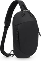 Small Sling Bag with RFID Blocking, Mini Fanny Pack for Women and Men, Convertible Crossbody Anti Theft Chest Bag for Travel Hiking Running, Black