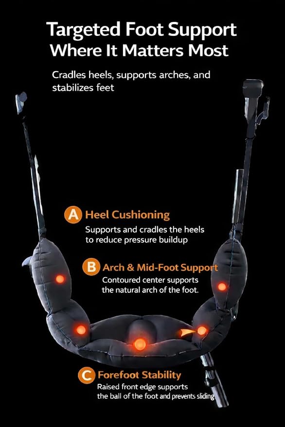 2-in-1 Inflatable Foot Hammock & Lumbar Support – Premium TPU Material, Adjustable Support for Airplane, Office & Home – Lightweight, Portable & Travel-Ready (Gray)