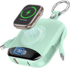 Portable Charger, 10000mAh 22.5W Fast Charging Power Bank with Built-in Cables, Travel Essentials Battery Pack with LED Display for iPhone, Portable iWatch Charger for 11/10/9/8/7/6/5/4/SE/Ultra Green