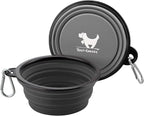 Collapsible Dog Bowls for Travel, 2-Pack Dog Portable Water Bowl for Dogs Cats Pet Foldable Feeding Watering Dish for Traveling Camping with Carabiners, BPA Free (Grey&Black, Large)