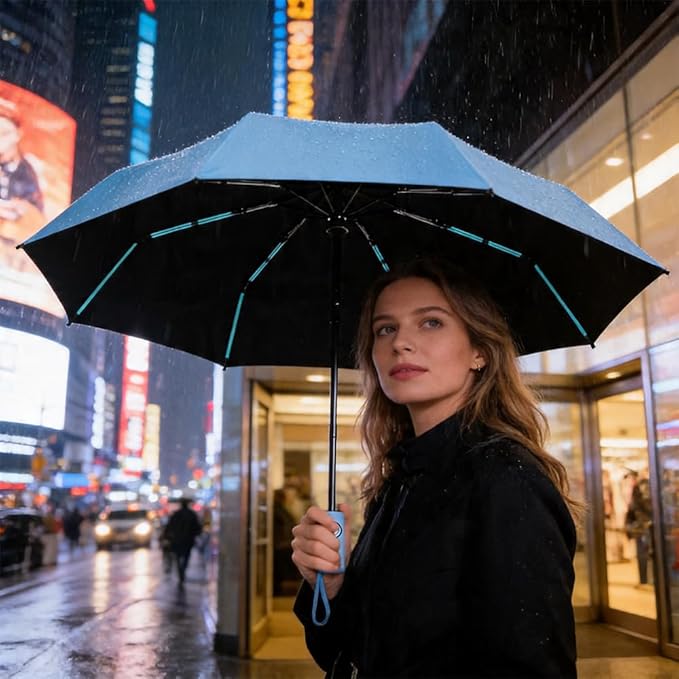 YINBAOGE Compact Travel Umbrella, Automatic Folding Windproof 8 Ribs, Lightweight Small Portable Parasol for Rain & Sun with UV Protection, Fits Car, Backpack, Purse, Men & Women