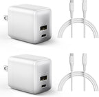 wegear USB C Fast Charging Charger, 30W Dual-Port GaN Nano Charger with Foldable Plug for iPhone 17/16/15 Series, iPad, Galaxy S24 Ultra and More Series, (White, 2 Pack & 2 Cable)