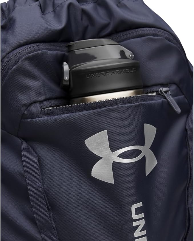 Under Armour Unisex Hustle Sackpack, (410) Midnight Navy/Midnight Navy/Metallic Silver, One Size Fits Most
