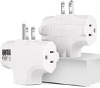 3 Outlet Wall Adapter T-Shaped, UL Listed 3 Prong Grounded Plug Extender,125V 1875W - Heavy Duty Multi Outlet Wall Plug,Power Outlet Splitter (1 Pack)
