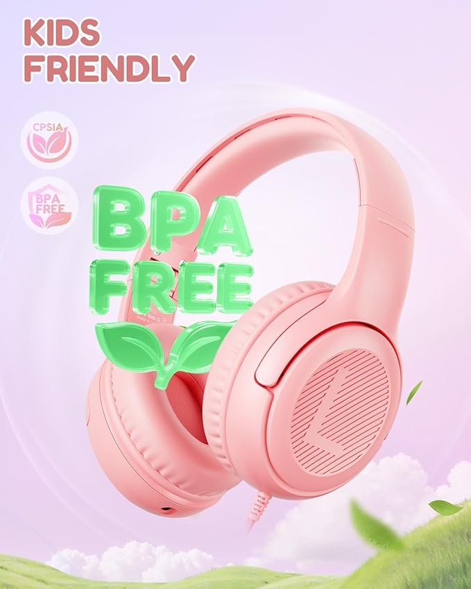 awatrue USB-C Kids Headphones with Mic - 85/94dB Volume Limiter, Foldable Wired Toddler Headphones for Boys & Girls, Over-Ear Type-C Kid Headphones for School, Travel, lPad, Tablet & Smartphones