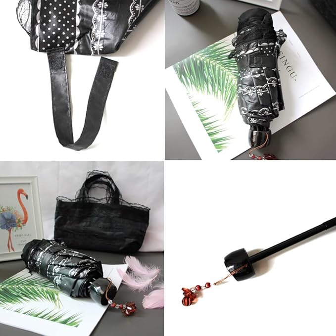 WANLIAN Folding umbrella Travel Umbrella Folding UV Resistance Lace Parasol Umbrella Sun Umbrella For Women Girls sunshades with lace decoration