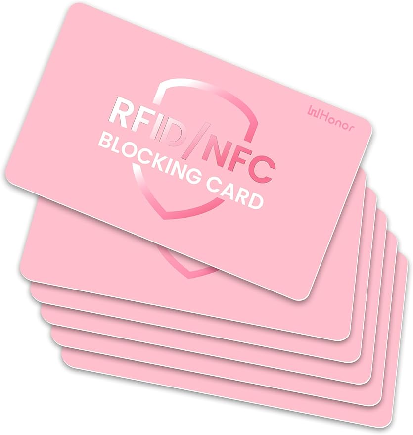 WHonor RFID Blocking Card 6 Pack, One Card Protects Entire Wallet for Women, Credit Debit Card Protector, Anti-Theft NFC Contactless Blocker