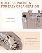 Wandering Nature Puffer Tote Bag with Cup Holder & Laptop Compartment & Trolley Sleeve for Travel, Work, Nurse, Women
