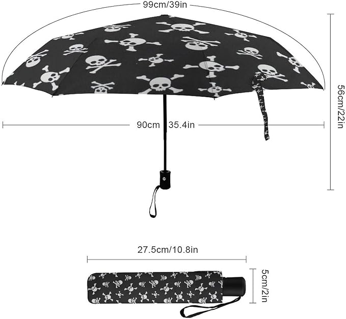 AMRANDOM Travel Folding Umbrella Automatic Open Tri-Fold For Car Rain Outdoor Use For Car Rain Outdoor Use With Black Anti-Uv Coating