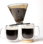 DIVVI Dual Cup Pour Over Coffee Dripper, BPA-Free, Large Capacity, Filter #4, Brew on Two Cups or One, No Carafe Needed, Fits Most Mugs, Portable, Easy to Clean & Dishwasher Safe Coffee Maker