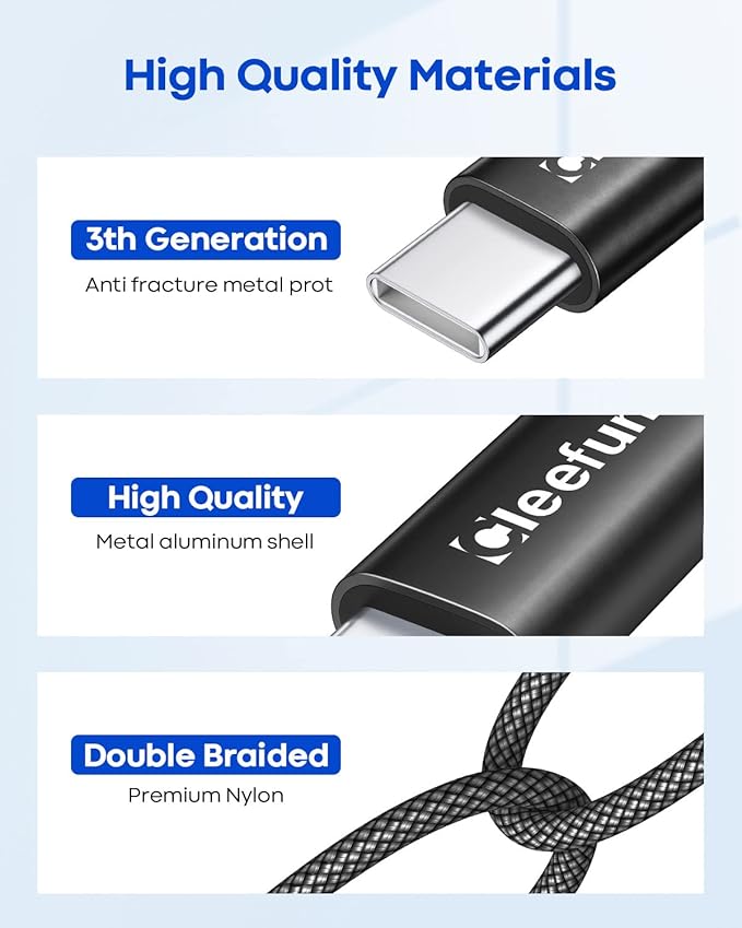 CLEEFUN USB C Cable 3ft, 5-Pack USB A to Type C Charger Cord Fast Charging for iPhone 17 16 15 Pro Max Air Plus, for Samsung Galaxy S25 S24 S23 S22 S21 S20 S10 A17 A16 A15 A56 A55 A26 A35 A36 A71