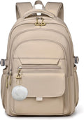 Backpack for Girls, Solid-Color School Backpack for Boys Kids, Aesthetic Girls Bookbag for Elementary School Travel Daypack,Khaki