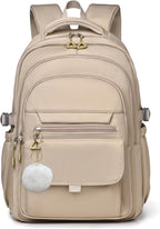 Backpack for Girls, Solid-Color School Backpack for Boys Kids, Aesthetic Girls Bookbag for Elementary School Travel Daypack,Khaki