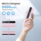 [2-Pack]Mini Portable Charger for iPhone 17/16/15,Upgraded 5500mAh PD Fast Charging USB C Power Bank,Travel Essentials Battery Pack for iPhone 17/17 Pro Max/Air/16/15 Series Galaxy Android-Pink+White