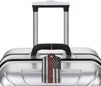 2 Pack Luggage Tags for Suitcases, PU Leather Bag Tag with Privacy Cover Address Card Travel Essentials-Thin Red Line Flag American Firefighter Flag