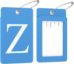 Gostwo 2 Pack Luggage Tags for Suitcases, 26 Initial Letter Travel Luggage Baggage Identification Labels ID Tag Fully Bendable Tags with Stainless Steel Loop (Blue) (Letter Z)