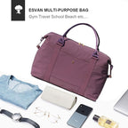 ESVAN Travel Tote Duffel Gym Bag,Weekender Overnight Carry-on Tote Crossbody Bag with Wet Pocket and Trolley Sleeve Upgraded