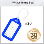 30 Pack Luggage Tag Bright Luggage Tags for Suitcases Bag Tags Name Tags for Kids Travel Accessories Must Haves by Sodsay (Blue)