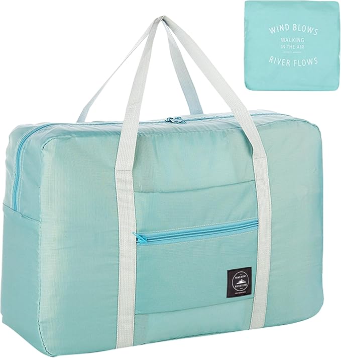 Foldable Travel Duffel Bag Tote Carry on Luggage Bag Spirit Airlines Personal item Sports Gym Bag Water Resistant Weekender Overnight Bags for Women and Men (Green)