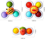 ALASOU 3PCS Pop Suction Cup Spinner Sensory Airplane Travel Toys for 1 Year Old Boy Girl Infant Toddlers|Novelty Spinning Tops 12 18 Months|1 2 Year Old Boy Birthday Gift|Baby Bath Toy Kids Ages 1-3