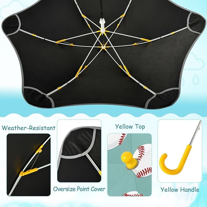 ALAZA Kids Umbrella Stick Umbrellas Cute Umbrella for Boys Girls Toddler UV/Sun Rain Windproof