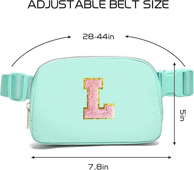 Gitus Belt Bag Fanny Pack Crossbody Bags with Initial Letter Patch Cute Stuff Birthday Gifts for Teenager Girls Trendy Preppy Stuff for Teen Girls Cool Stuff for Teens (Mint Green-L)