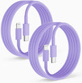 2 Pack Fast Charger Cable, 6ft USB-C to Lightning Cable, MFi Certified, Purple, for iPhone14/13/12/11 Pro Max/Mini/XR/XS, etc.