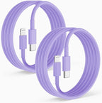 2 Pack Fast Charger Cable, 6ft USB-C to Lightning Cable, MFi Certified, Purple, for iPhone14/13/12/11 Pro Max/Mini/XR/XS, etc.