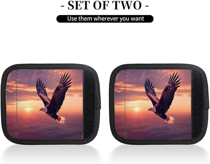 Animal Eagle Sky 2 Pack Luggage Handle Wrap Set of Neoprene Luggage Tags for Suitcases Bag Strap Wrap Cover Travel Airplane Accessories Covers Markers Sleeve Grips Identifiers Cruise