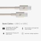 Beats USB-C to USB-C Woven Cable Fast Charging Durable/Tangle-Free Compatible Charger for Apple & Android Devices (1.5 m, 5 ft) - Surge Stone