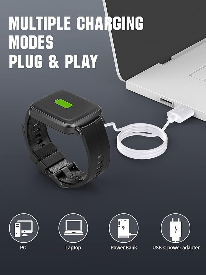 TiMOVO Charger Compatible with YAMAY VeryFitPro SW021/SW01/Willful SW023/SW025/Letsfit ID205L/Letscom ID205S/ID216/Umidigi Uwatch 3/Uwatch GT, Magnetic USB Charging Power Cable Cord 3.3ft, White