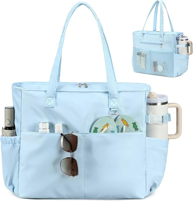 Bluboon Waterproof Beach Tote Pool Bags for Women Ladies Extra Large Carry On Bag With Wet Compartment for Weekender Travel