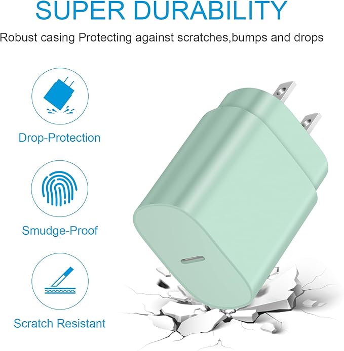 Type C Charger Fast Charging for iPhone 17 16 15,USB C Samsung Chargers Block 25W Super Fast Chargers for Samsung Galaxy S25/S24 S23 S22 S21/iPhone Air/17/17 Plus/17 Pro Max/16 Pro Max/15 Plus(Green)