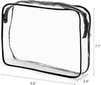 Tbestmax 10 Pack Clear Cosmetic Bags Makeup Bags Portable Waterproof TSA Approved Travel Toiletry Bags Large Organizer Black, 9.8" x 7.1" x 2.4"