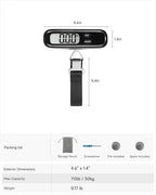 LUGGEX Luggage Weight Scale, Suitcase Scale, Luggage Scale Travel Digital, Travel Scale with Large LCD Display, Portable & Battery Included (Black, 1 Pack)