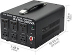 Cantonape Voltage Transformer Converter 3000 Watt Step Up/Down Convert from 110-120 Volt to 220-240 Volt and from 220-240 Volt to 110-120 Volt with 3 US Outlets, 3 Universal Outlets