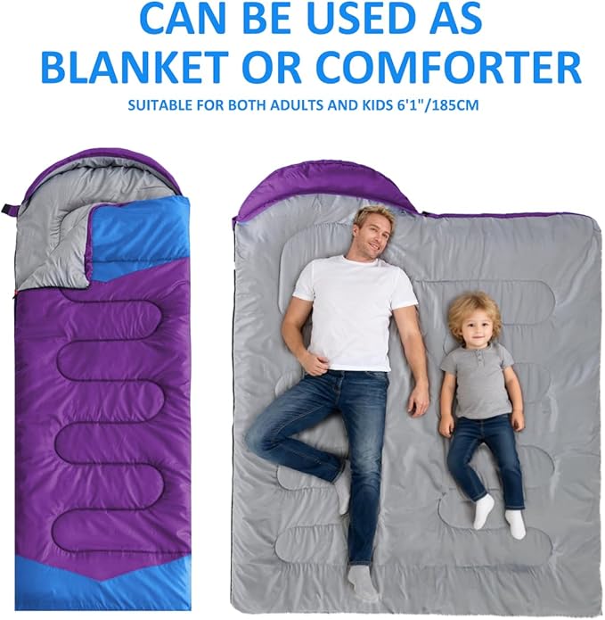 oaskys Camping Sleeping Bag - 3 Season Warm & Cool Weather - Summer Spring Fall Lightweight Waterproof for Adults Kids - Camping Gear Equipment, Traveling, and Outdoors