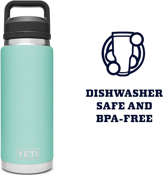 YETI Rambler 26 oz Bottle, Vacuum Insulated, Stainless Steel with Chug Cap, Seafoam