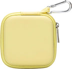 Ginsco Mini-Portable Hard Shell Square Earbuds Case for Apple EarPods/Samsung Galaxy Wired/Wireless Earbuds, Cell Phone Accessories Organizer with Carabiner for Earphones Tech Pouch, Butter Yellow