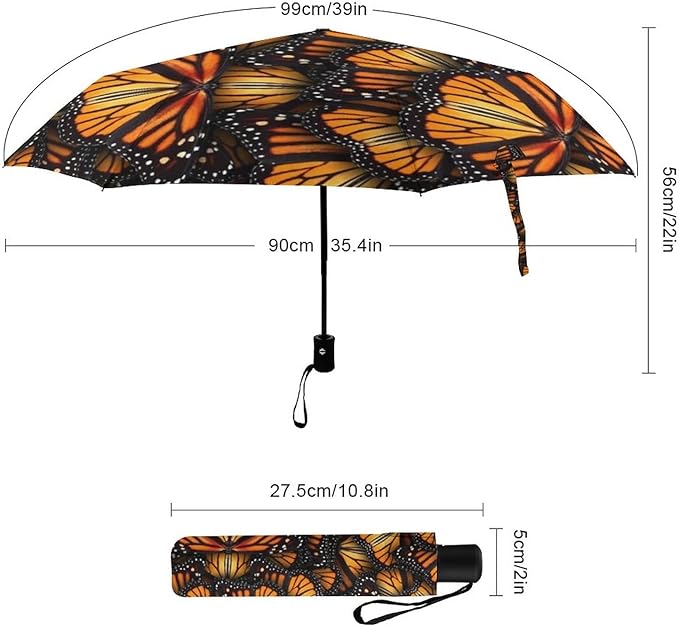 AMRANDOM Travel Folding Umbrella Automatic Open Tri-Fold For Car Rain Outdoor Use For Car Rain Outdoor Use With Black Anti-Uv Coating