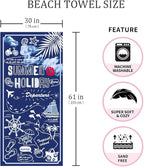 Beach Towel Microfiber Beach Towels Sand Free Quick Dry Lightweight Travel Towels Summer 30×60 inch Beach Towels for Adults Women Men Girls Kids Beach Essentials Accessories
