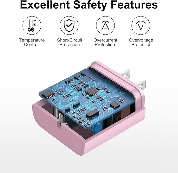 iPhone 17 16 15 Charger Fast Charging 10FT - 20W USB C Charger Block with 10FT Type C to C Cable Compatible with iPhone 17/17 Pro/17 Pro Max/Air/16/16e/15, iPad Pro, iPad Air (Pink)