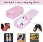 Travel Shoe Bags, Foldable Waterproof Shoe Pouches Organizer-Double Layer (4 Pink Shoe Bags)